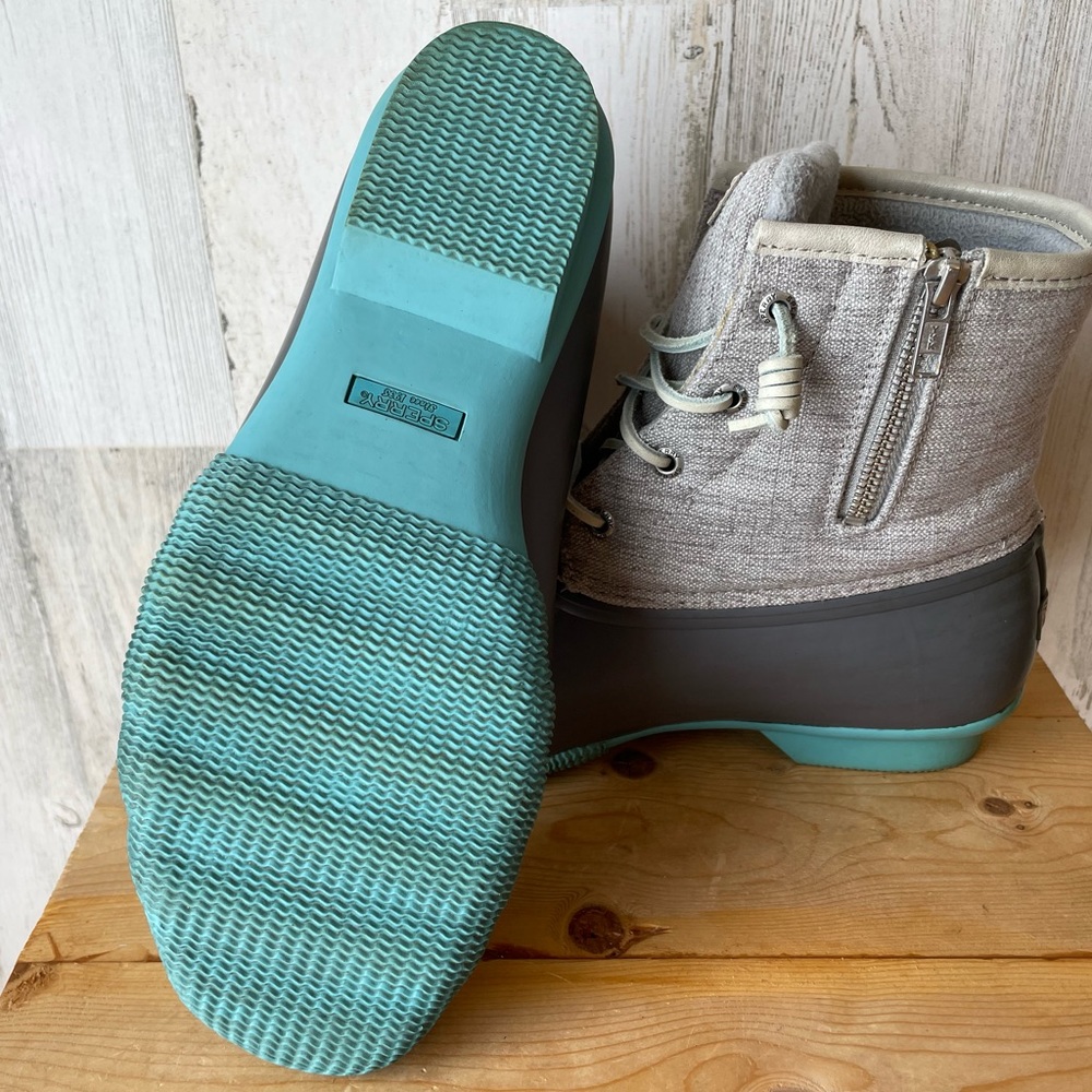 *SOLD* Sperry Turquoise and Gray Saltwater Duck Boots Size: 10 - Picture 10 of 11